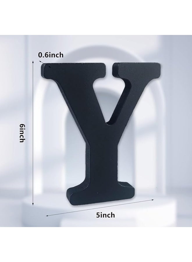 MIRFA Wooden Free Standing Decorative Letter Slices - Black - 6inches (Y) - Image 2